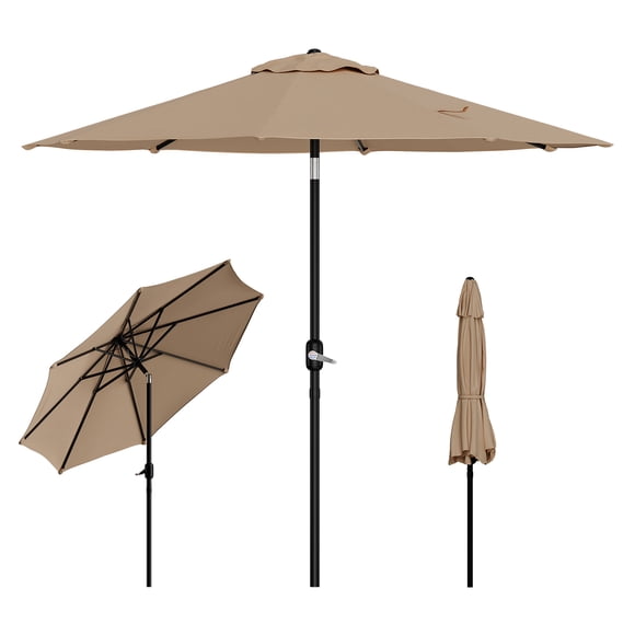 7.5Ft Patio Umbrella Outdoor, Market Umbrella, Table Umbrella with Push Button Tilt and Crank, 8 Sturdy Ribs UV Protection Waterproof for Garden, Pool, Deck, Backyard