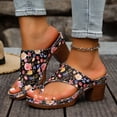 thumbnail image 4 of Dakaela Womens Chunky Heels Sandals Flower Orthopedic Wedge Dress Shoes Toe Ring Backless Ladies Casual Work Walking Sandal Size 6-10 Black, 4 of 9