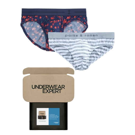 Underwear Expert Men's Briefs Curated Mystery Box, 2 Pairs