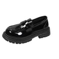 thumbnail image 3 of Women's Platform Loafers Wide Width, Patent Leather Crocodile Pattern Slip-On Shoes, Chunky Sole Low Heel Casual Dress Shoes, Burgundy/Black, 3 of 10