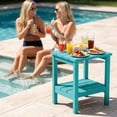 thumbnail image 2 of FUNDAZE HDPE 2-Layer End Table for Living Room, Outdoor Side Table, Patio Small End Table, Turquoise, 2 of 12