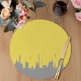 thumbnail image 3 of Abstract Yellow Grey Round 13 Inch Placemats Set of 8, Modern Minimalist Graffiti Artwork HeatResistant Non Slip Place Mats for Dining Table, Wipeable Braided Kitchen Table Mats for Housewarming, 3 of 9