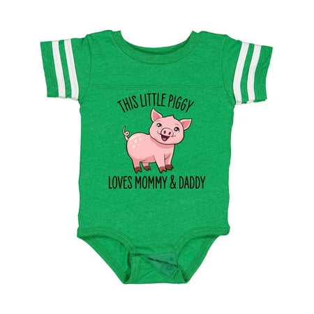 

Inktastic This Little Piggy Loves Mommy and Daddy- Cute Gift Baby Boy or Baby Girl Bodysuit