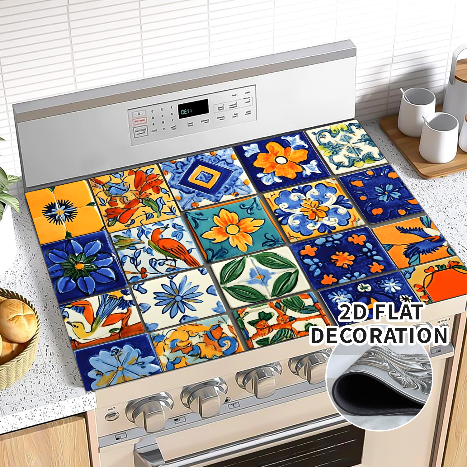 1pc Stove Top Cover for Electric Stove 28 "x 20 ", Bohemian Pattern Heat Resistant Glass Top Stove Cover Protector, Induction Cooktop Protector Stove Top Covers Mat, Kitchen Flat Stove Top Covers