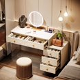 thumbnail image 1 of Tribesigns 5-Drawer White Vanity Desk with Acrylic Base and Legs, Modern Extendable Makeup Table for Bedroom, Multifunctional Dressing Table for Women and Girls, 1 of 5