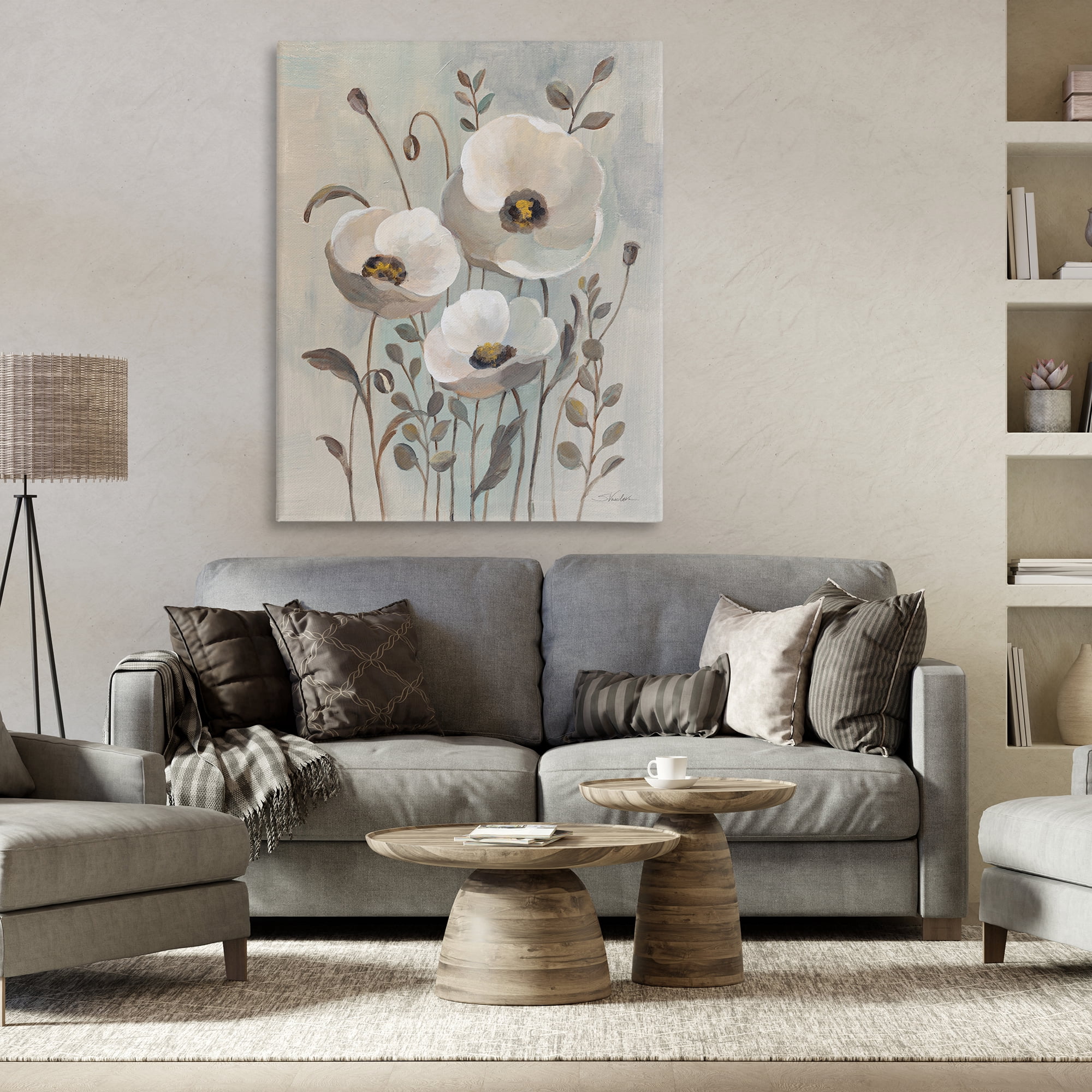 Stupell Industries Neutral Poppies Trio Plants & Flowers Painting Wrapped Canvas Art Print Wall Art, 36 x 48