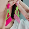 thumbnail image 3 of Retro 80s 90s Neon Earrings Acrylic Triangle Star Creative Exaggerated Fluorescent Earrings for Women's Party Jewelry Gifts, 3 of 7