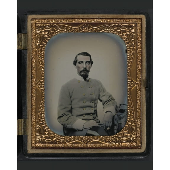 Print: Unidentified Soldier In Confederate Double-Breasted Frock Coat With