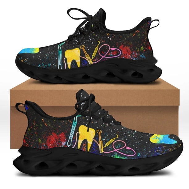 Zapatillas deportivas para mujer, zapatos de dentista, equipo dental, estampado de verano, malla, zapatos para caminar para mujer, zapatos planos transpirables, calzado para mujer