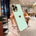 thumbnail image 1 of Funda de teléfono de lujo para iPhone 14, 11, 12, 13 Pro Max, X, XR, XS Max, 7, 8 Plus, corazón de amor galvanizado, patrón lateral lindo, funda de TPU suave, 1 of 4