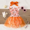 thumbnail image 4 of Curuila Girls Bodysuit Bow Cartoon Print Sleeveless Romper Suspenders Spring Summer Clothes Orange Size 12-18 Months, 4 of 6