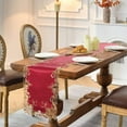 thumbnail image 2 of Gold Lace Burgundy Table Runner - Dresser Scarf European Embroidery - Perfect for Kitchen Dining Room Home Decor Wedding Receptions - 14 x 108 inches - The Chantelle Collection, 2 of 7
