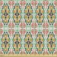 thumbnail image 2 of Folk Fabric by the Yard, Style Mosaic Tile Design Pattern with Cultural Floral Inspirations, Decorative Upholstery Fabric for Sofas and Home Accents, Multicolor by Ambesonne, 2 of 5