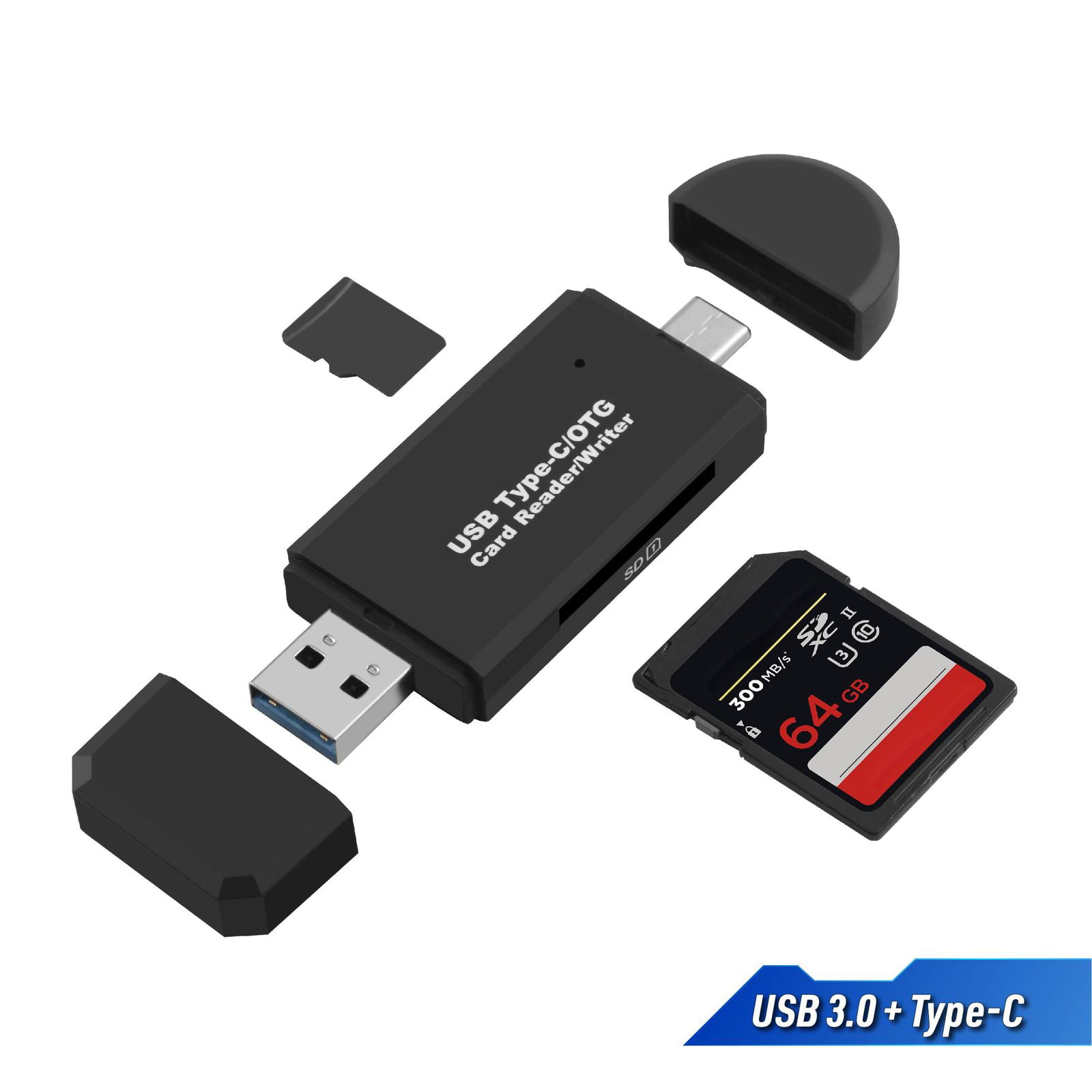 USB Type C SD Card Reader, USB 3.0 SD Card Reader OTG Adapter for SDXC, SDHC, RS-MMC, Micro SDXC, Micro SD, TF, SDHC Card and UHS-I for Mac OS