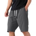 thumbnail image 2 of Aueoeo Casual Shorts For Men Lightweight Summer Beach Shorts Elastic Waist Drawstring Stretch Textured Shorts With Side Pockets, 2 of 8