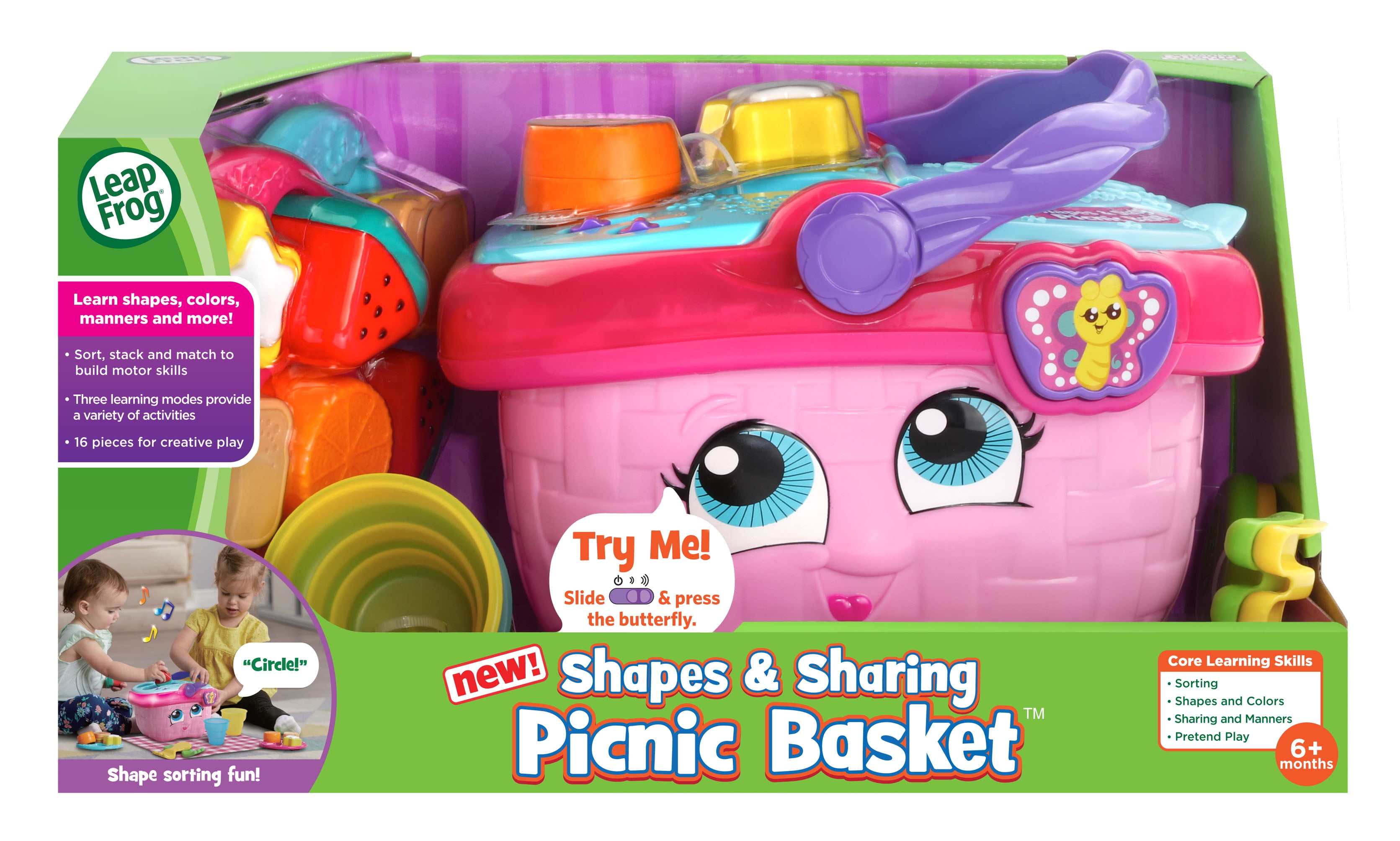 LeapFrog Shapes and Sharing Picnic Basket, Role Play Toy for 