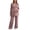 Pink maternity long sleeve set, variant on Womens Maternity Pajamas Sets Ribbed Knit 2 Piece Outfits Side Split Long Sleeve Tops Wide Leg Pants Pregnancy Postpartum Loungewear Pink,S