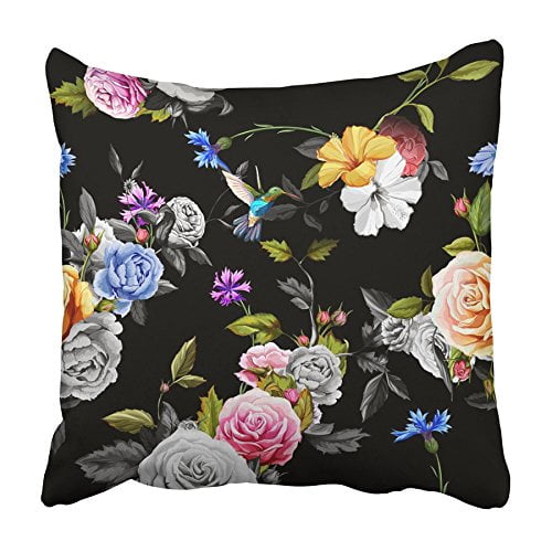 EREHome Watercolor Tropical with Exotic Flowers Bird of Paradise Orchidea Palm Pillowcase Cushion Cover 18x18 inch