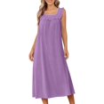 thumbnail image 4 of Jamicy Nightgowns for Women Square Neckline Long Sleeveless Solid Color Dress Night Gown Victorian Sleep Dress Soft Night Dress Ladies Sleepwear, 4 of 9
