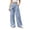 Sky Blue, variant on Women's Asymmetry Wrap Pants High Waist Linen Wide Leg Trousers Button Loose Casual Pant with Pockets Brown,S