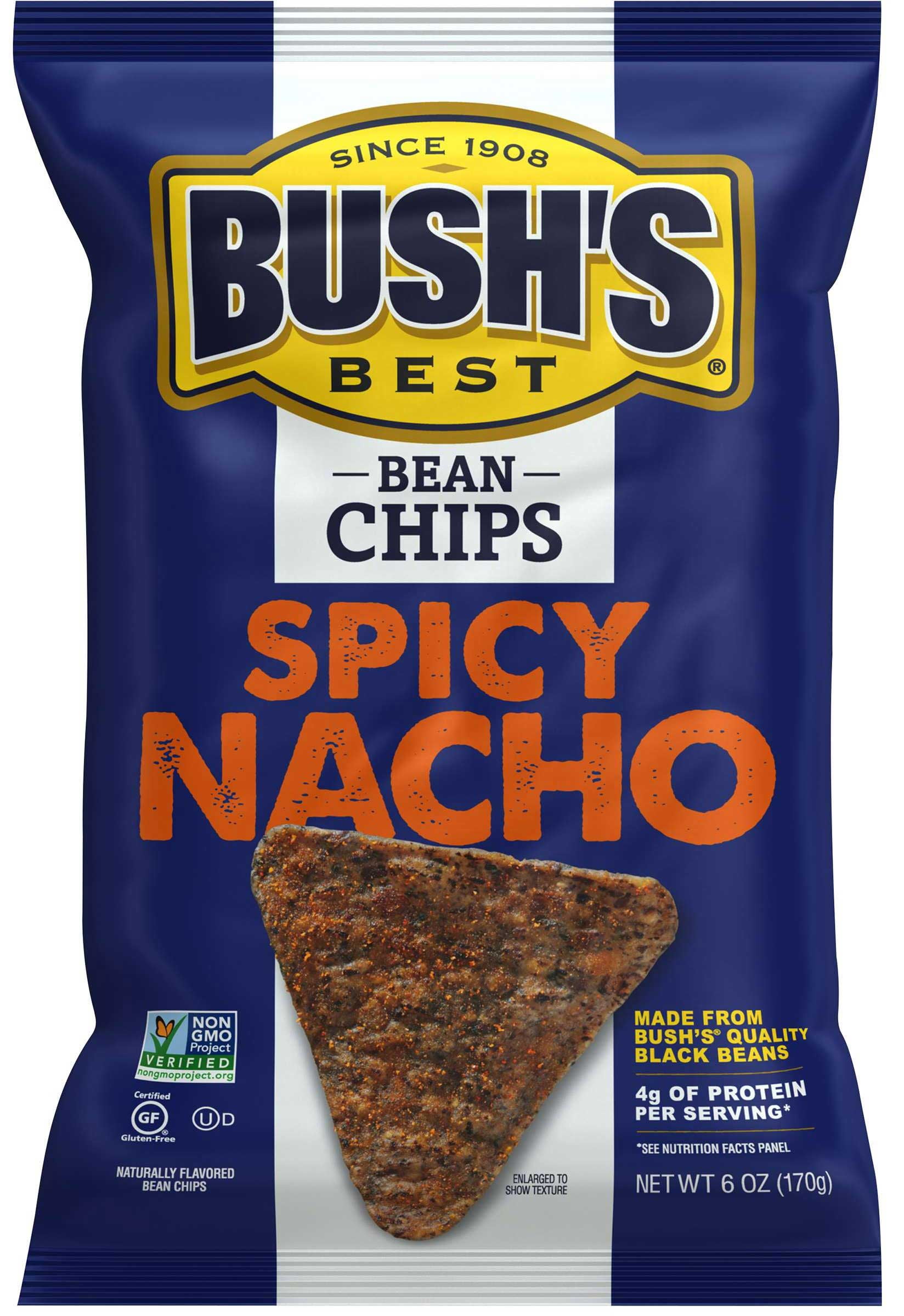 Bushs Best Spicy Nacho Bean Chips, 6 Ounce -- 6 per case