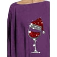 thumbnail image 3 of FASHIONWT Women Irregular Draped Folds Sweatshirt Casual Loose Flowy Christmas T-Shirts, 3 of 4