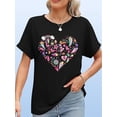 thumbnail image 1 of 1pc Women'S Cotton Crew Neck T-Shirt with Colorburst Heart Design, Short Sleeve, All-Season Knit Fabric, Casual Pullover Style, Regular Length - Sports Cartoon Pattern Tee Tee For Adult, Men, Women,, 1 of 5