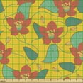 thumbnail image 2 of Floral Upholstery Fabric by the Yard, Flowering Meadow Retro Cottage Cabin Yard Pattern Countryside Theme, Decorative Fabric for DIY and Home Accents, Dark Coral Yellow by Ambesonne, 2 of 5
