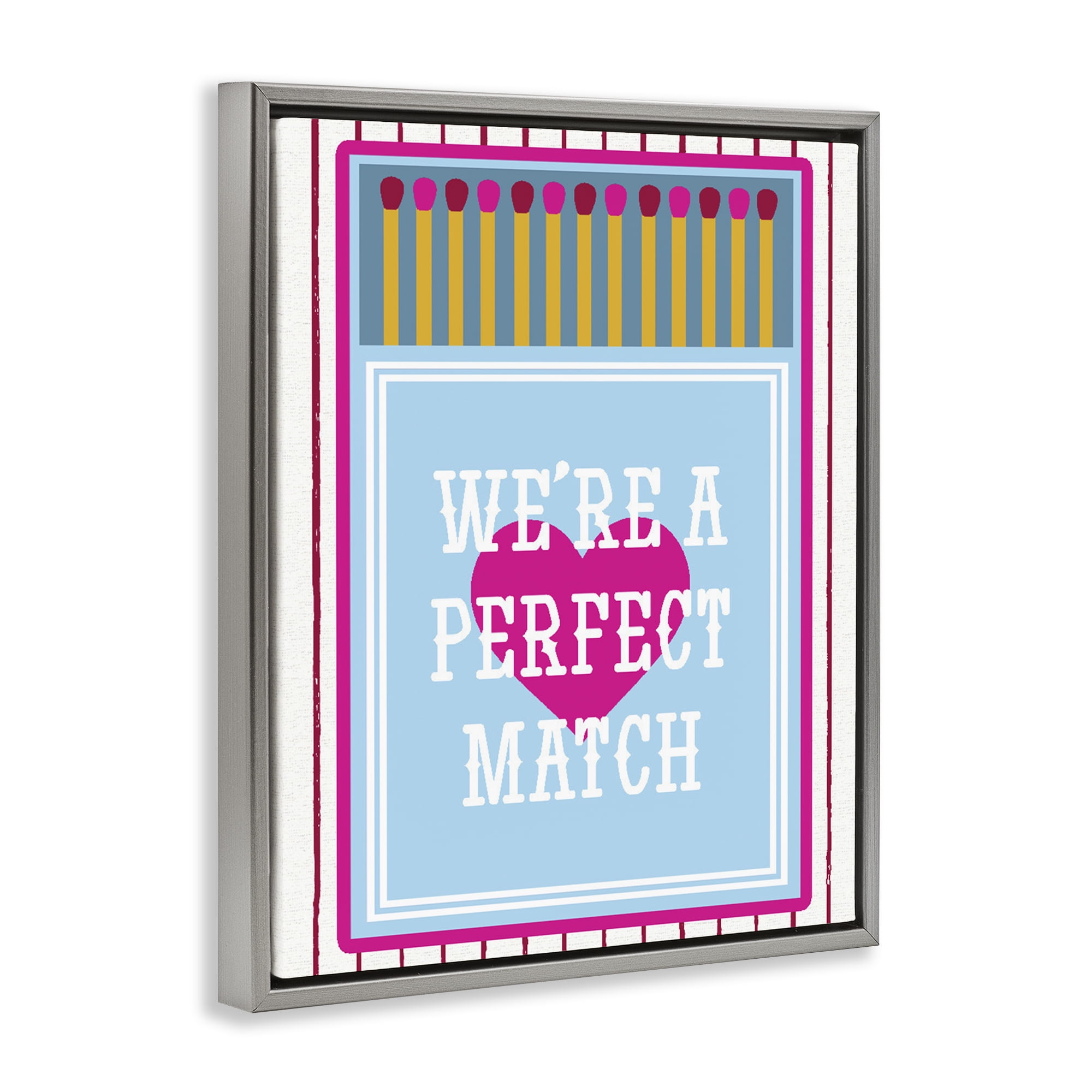 Stupell Industries We're A Perfect Match Gray Framed Floater Canvas Wall Art, design by Lil' Rue