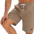 thumbnail image 6 of lcziwo Mens Swim Shorts Knee Length Elastic Waist Hiking Shorts with Pockets Beach Travel Golf Drawstring Short Khaki L, 6 of 7
