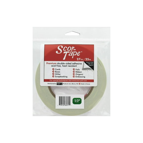 Scor Pal Scor Tape Dbl Side Adhesive .5" 27yd