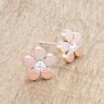 thumbnail image 3 of Precious Stars Rose Goldtone Stainless Steel Cubic Zirconia Flower Earring Studs, 3 of 3