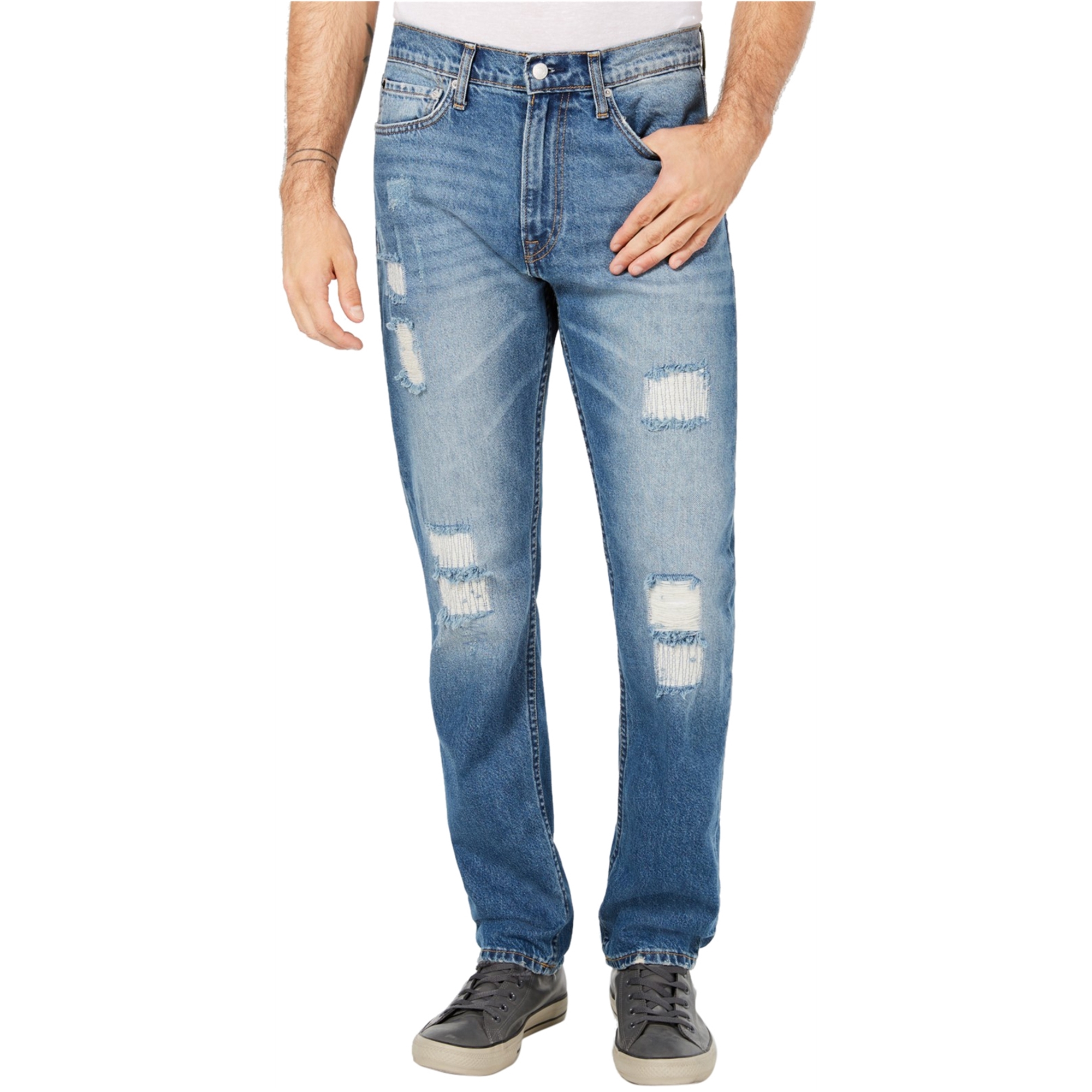 Calvin Klein Calvin Klein Mens Ripped Straight Leg Jeans Walmart