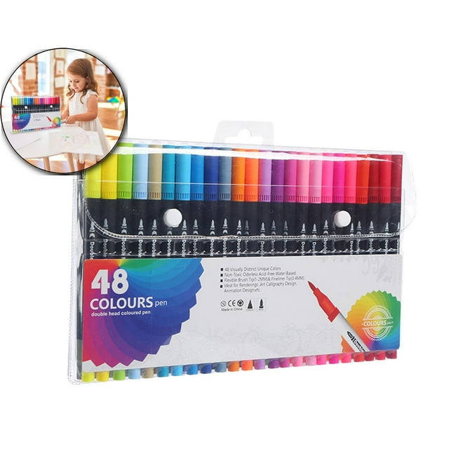 Dvruxg Double-Ended Watercolor Markers – Bright & Blendable Colors – Fine + Broad Tip Design – 2ml Ink Capacity – Ideal for Artists, Doodling, Sketching & Hand Lettering