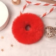 thumbnail image 2 of LQQBOX Small Fuzzy Fur Scrunchies Furry Hair Ties - Set of 2-Red, 2 of 7