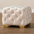 thumbnail image 3 of Baxton Studio Avara Glam and Luxe Burgundy Velvet Fabric Upholstered Gold Finished Button Tufted Ottoman, 3 of 10