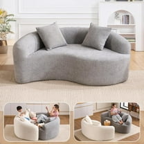Newest S-Curved Dual-Depth(21.3"/26.8") Loveseat, Full Compression Sponge Sofa Light Grey, Chenille Modular For Small Apartments,400 Lbs 66.9"L