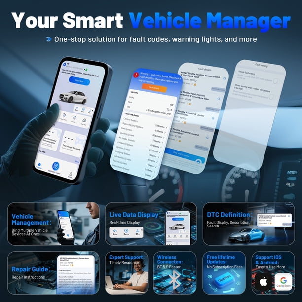 XTOOL AD20 Pro Escáner OBD2 Inalámbrico Bluetooth 5.0: Diagnóstico Completo Para Coches (Motor, ABS, Airbag) + Reinicio De Aceite | App Gratis Para IOS/Android