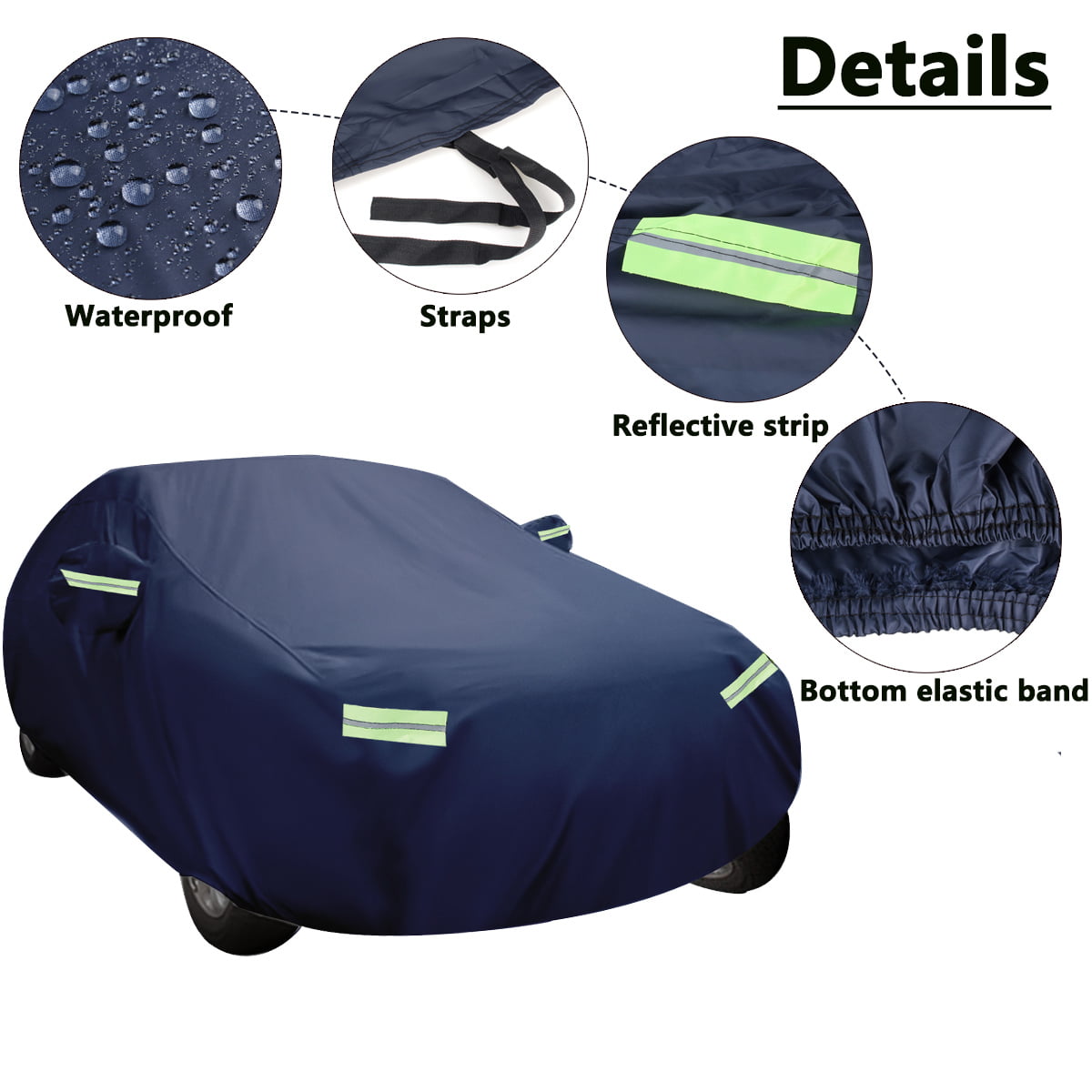 Universal Full Car Cover Waterproof Dust-proof UV Resistant Outdoor All  Weather Protection, L Size - 185L x 68.9W x 59.05H 