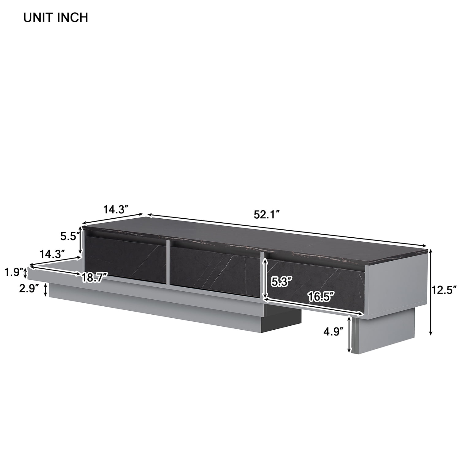 Kadyn TV Cabinet, Entertainment Center TV Console with 3-Drawer, Particle Board TV Stand for Living Room, Black