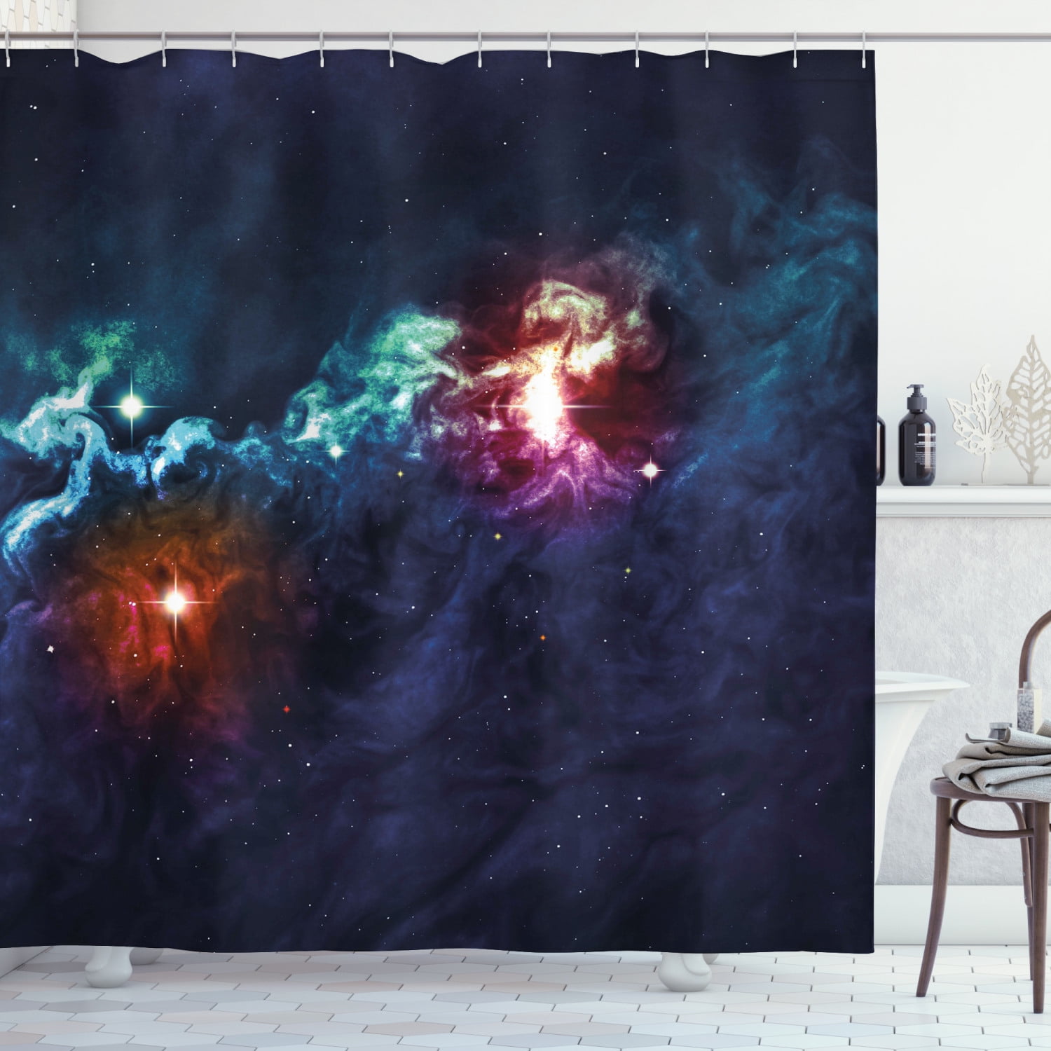 Space Shower Curtain, Galactic Glamour Elegance on Milky Way on