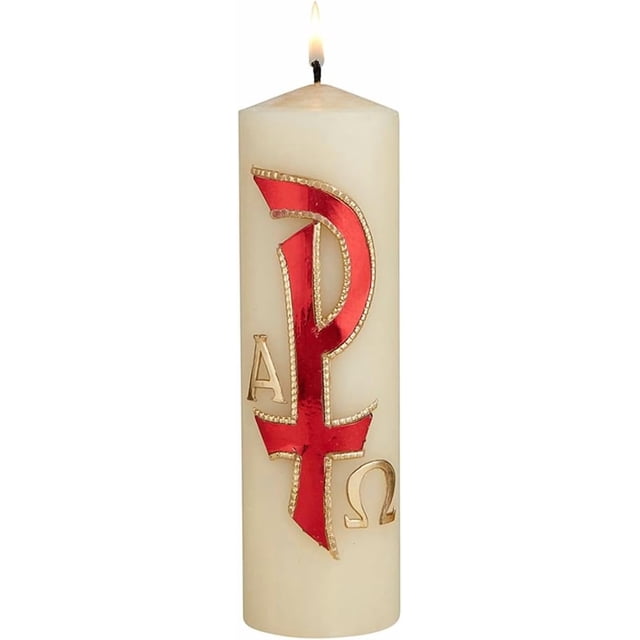 CB Church Supply Devotional Candles Hand Decorated Family Prayer Candle by Will & Baumer, 8-Inch, Chi Rho