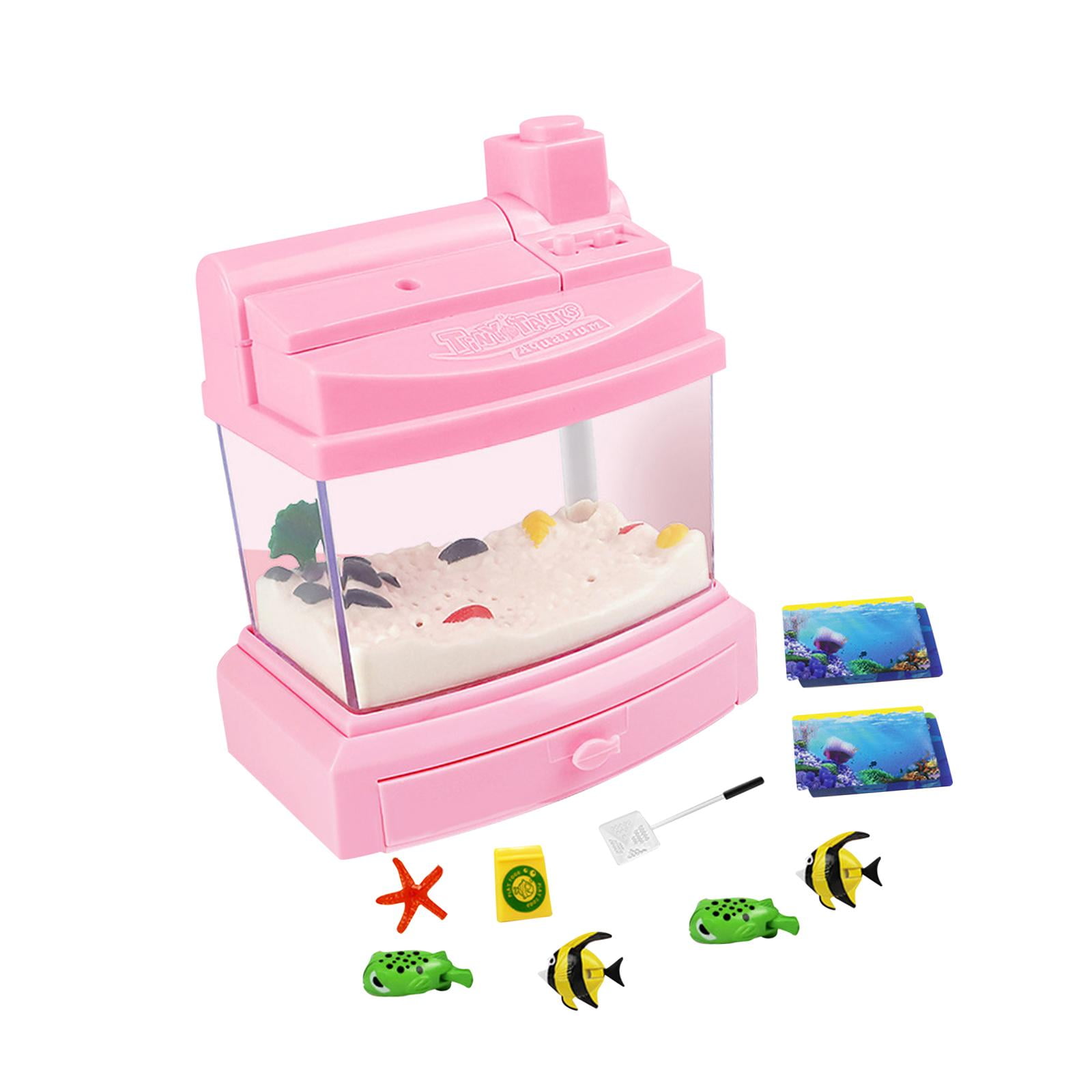 Artificial Fish Tank Toy Aquarium Fish Tank with Moving Fish Aquarium Toy for Kids Mini Aquarium for Kids Birthday Gifts pink Walmart