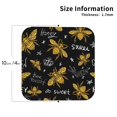thumbnail image 2 of Rateoe Hohey Bee Golden Embroidery Drawing Drink Coasters Set of 4 Leather Coasters Spill Protection for Table Desk,Durable and Non Slip Leather Coaster ,4 Inches Drink Mats-Square, 2 of 6