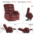 thumbnail image 3 of MCombo Dual Motor Large Power Lift Recliner Chair with Massage and Heat for Big and Tall Elderly People, Infinite Position, Fabric 7680 (Burgundy, Large), 3 of 10