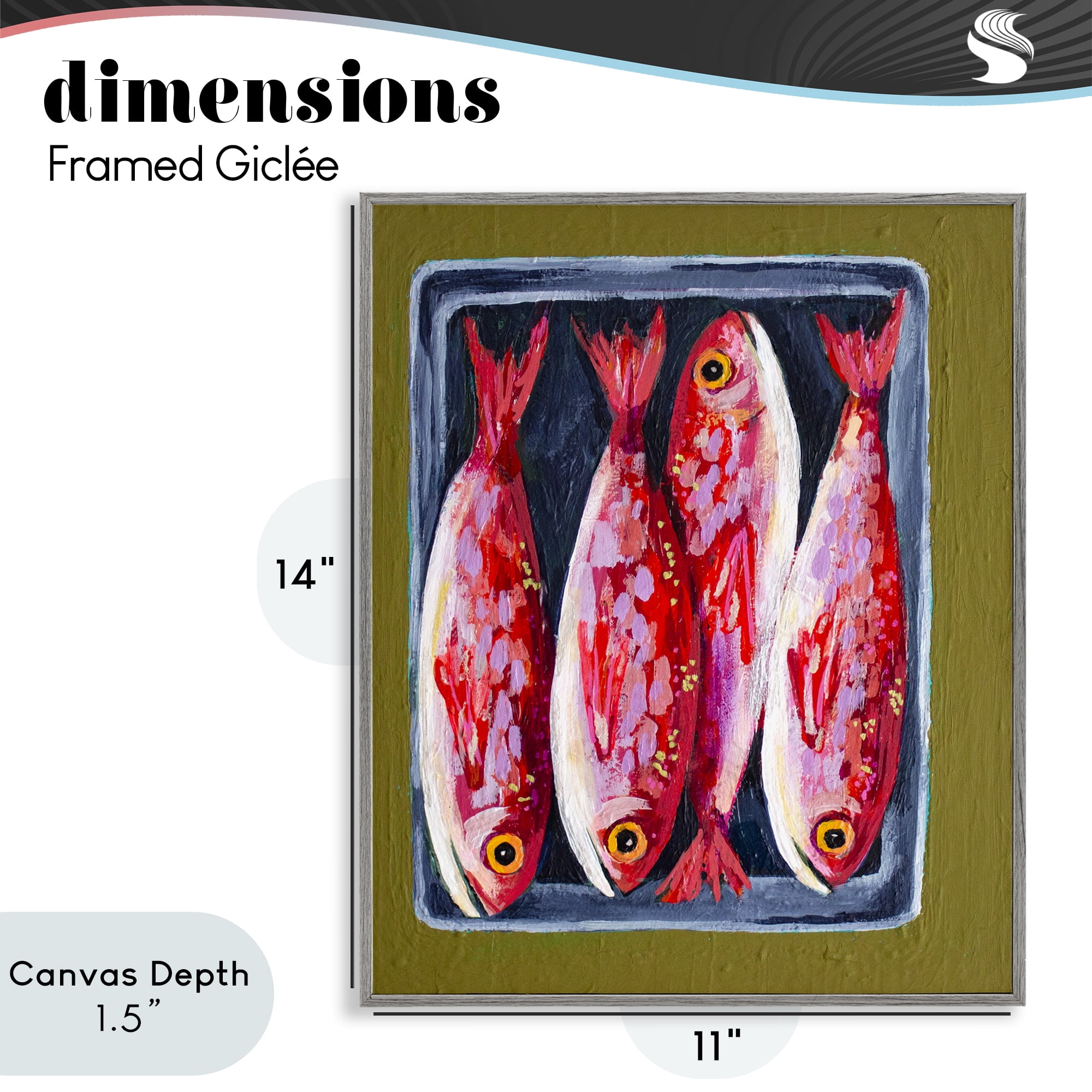 Stupell Industries Red Fish on a Platter Gray Framed Giclee Art, design by Rachel Nerney