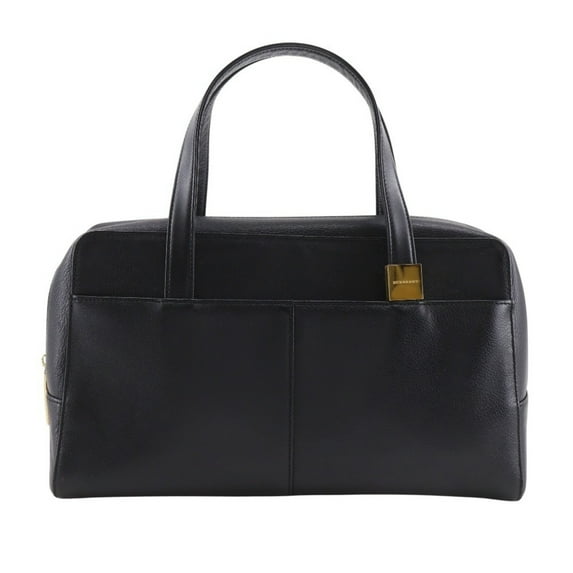 Pre-Owned Burberry BURBERRY grained leather handbag Nova check black A5 zipper Shibo... (Fair)