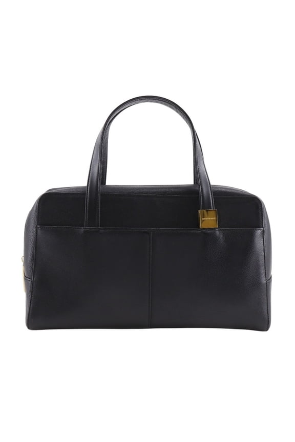 Pre-Owned Burberry BURBERRY grained leather handbag Nova check black A5 zipper Shibo... (Fair)