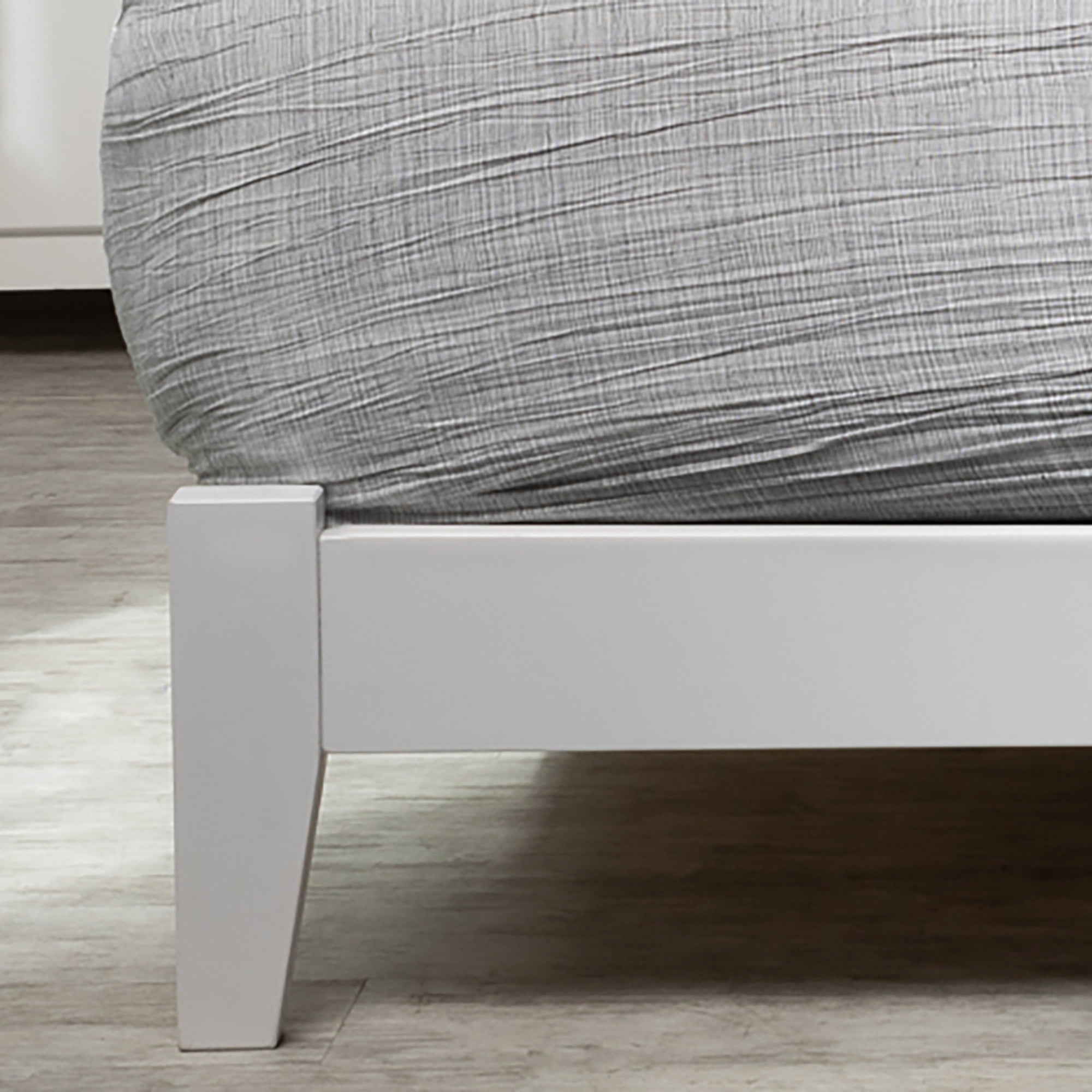 AFI Nantucket King Low Profile Wood Platform Bed Frame with Cottage Headboard, White