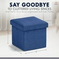 thumbnail image 6 of Ornavo Home 1 Pack Small Storage Ottoman Foldable Collapsible Cube Square Linen Ottoman Foot Rest Stool Seat, for Living Room, Bedroom, Home Office, Dorm - 12 x 12 x 12, Navy Blue, 6 of 7